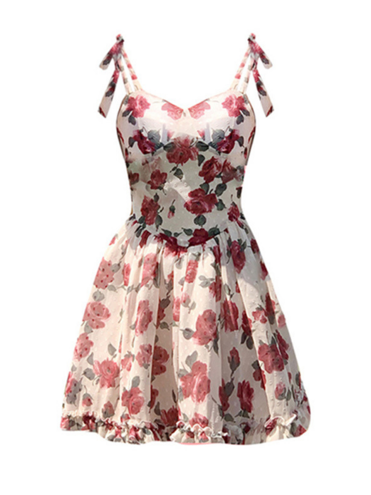 New Romantic Slimming Rose Print Sundress