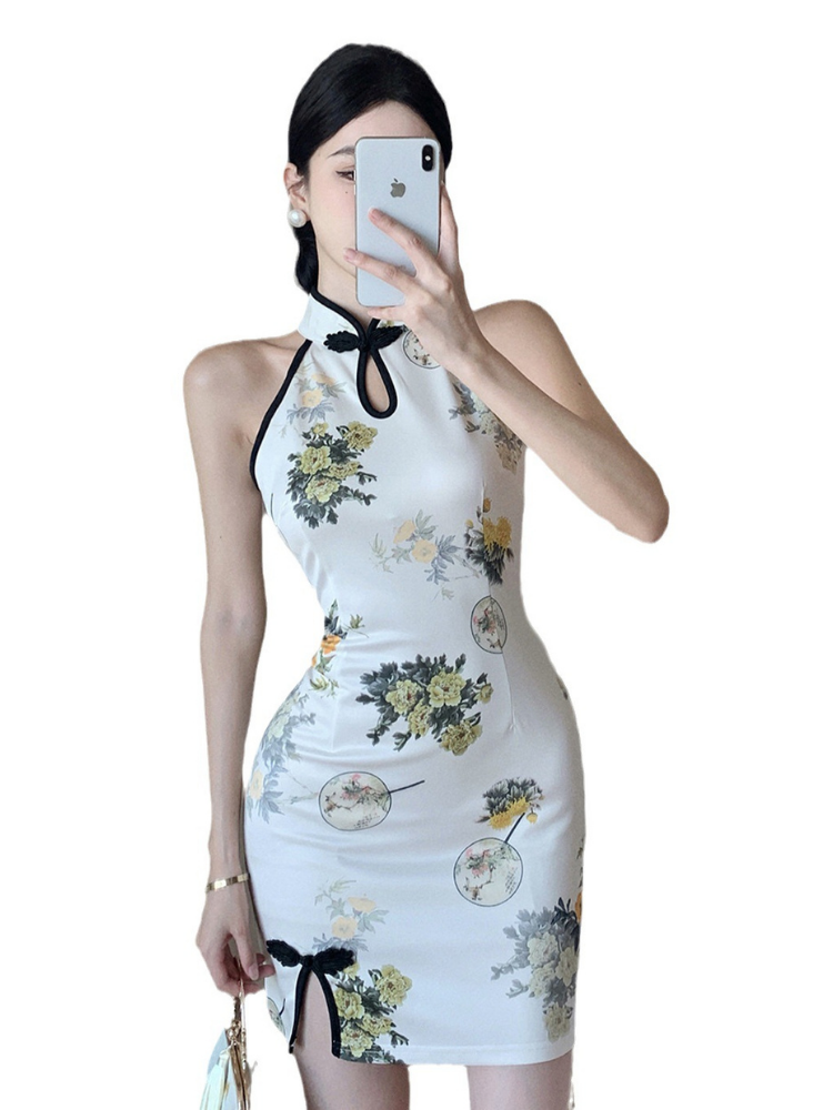 Sexy Sleeveless Shoulder-revealing Cheongsam