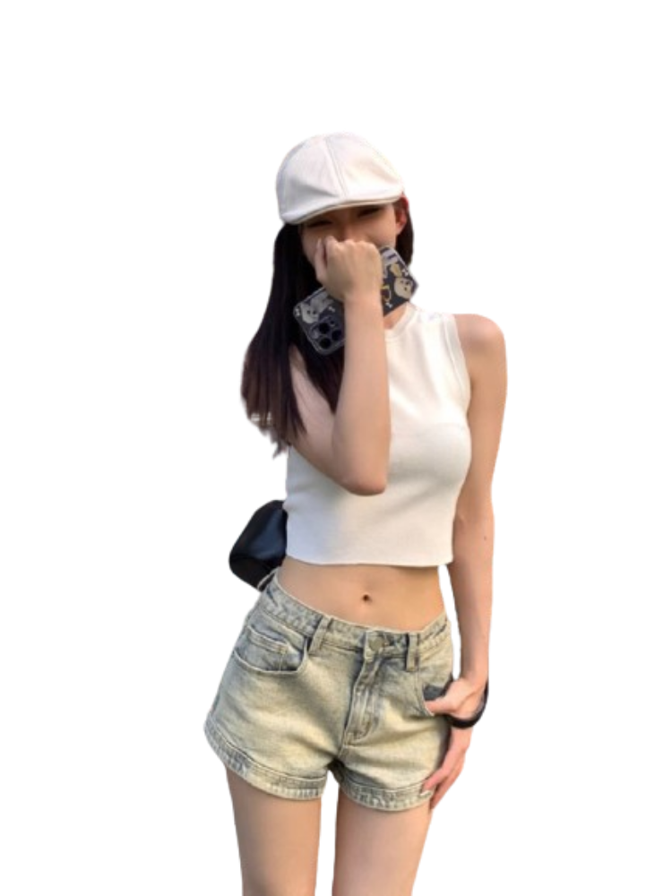 Vintage Washed Denim Shorts