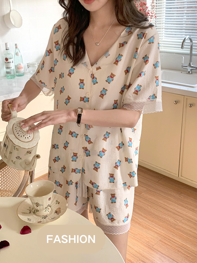 Summer breathable cute printed home wear