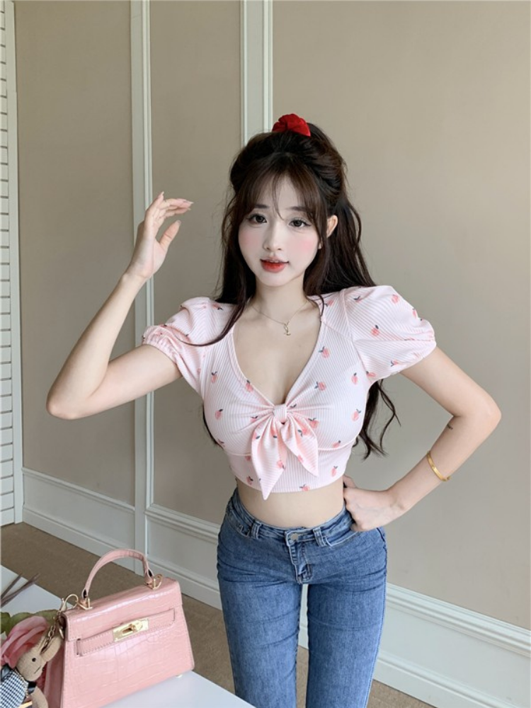 Spicy Girl Bow Short Sleeve T-Shirt